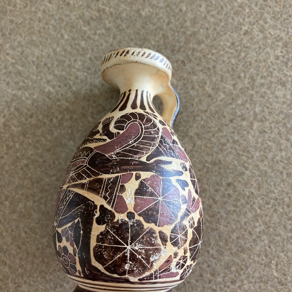 Greek antique style small alabaster pitcher with handle, handmade, vintage - Picture 3 of 9